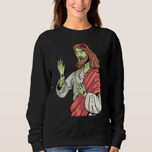 Zombie Jesus Lazy Halloween Costume Christelijk Trui (Voorkant)