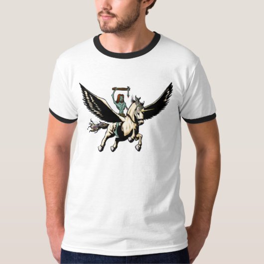 Zombie Jesus Ridt Pegasus naar Glory T-shirt (Voorkant)