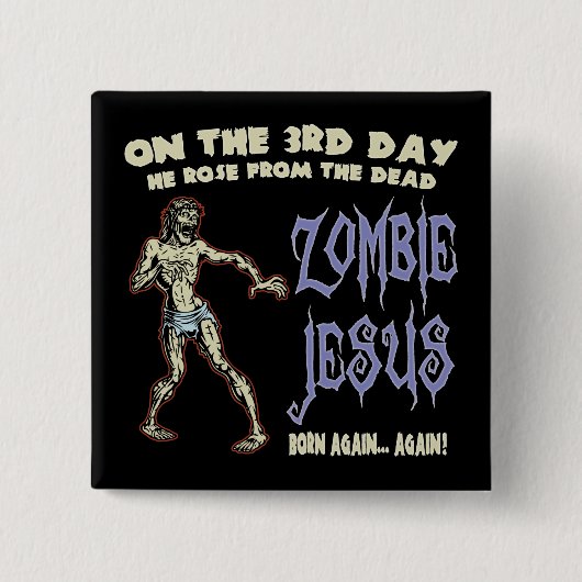 Zombie Jesus Vierkante Button 5,1 Cm (Voorkant)