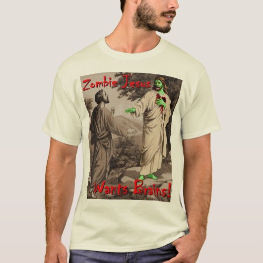 Zombie Jesus wil breinen T-shirt (Voorkant)