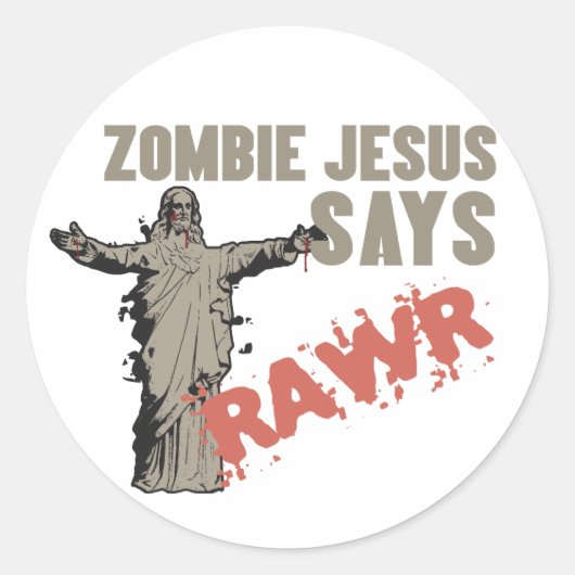 Zombie Jesus zegt RAWR Ronde Sticker (Voorkant)