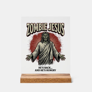 Zombie Jezus Vintage Gravure Grappig Shirt Ontwerp Acryl Bord