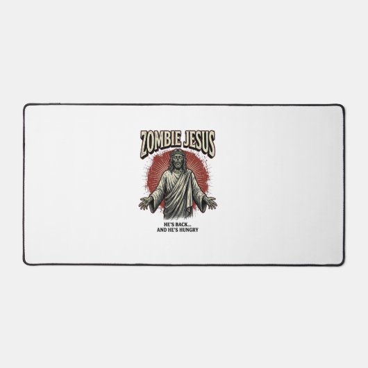 Zombie Jezus Vintage Gravure Grappig Shirt Ontwerp Bureaumat (Voorkant)