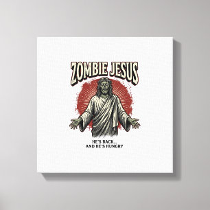 Zombie Jezus Vintage Gravure Grappig Shirt Ontwerp Canvas Afdruk