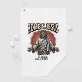 Zombie Jezus Vintage Gravure Grappig Shirt Ontwerp Golfhanddoek (Insitu)