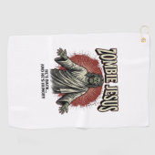 Zombie Jezus Vintage Gravure Grappig Shirt Ontwerp Golfhanddoek (Horizontaal)