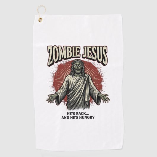 Zombie Jezus Vintage Gravure Grappig Shirt Ontwerp Golfhanddoek (Voorkant)