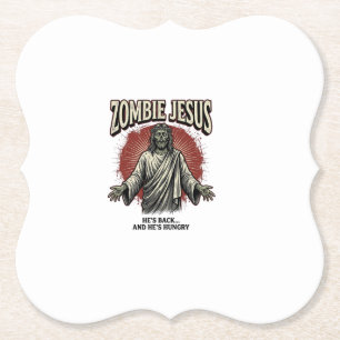 Zombie Jezus Vintage Gravure Grappig Shirt Ontwerp Kartonnen Onderzetters