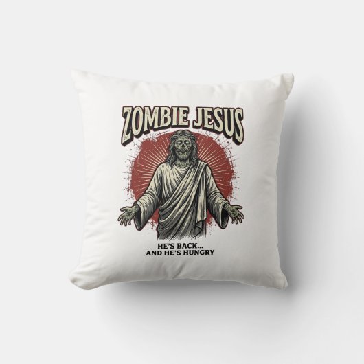 Zombie Jezus Vintage Gravure Grappig Shirt Ontwerp Kussen (Voorkant)