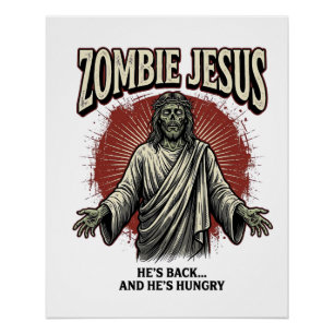 Zombie Jezus Vintage Gravure Grappig Shirt Ontwerp Perfect Poster