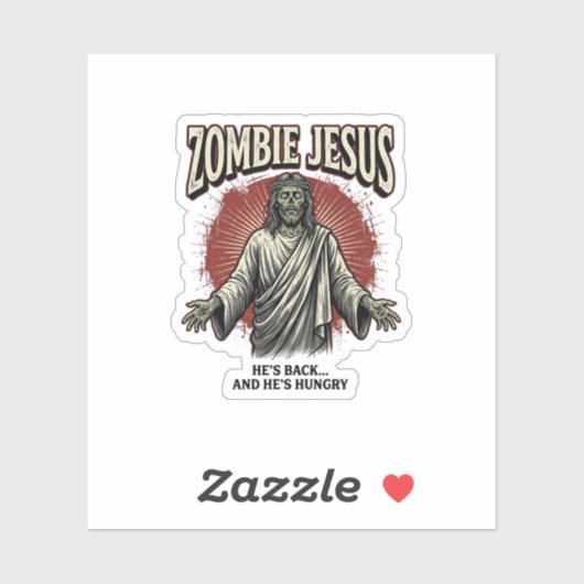 Zombie Jezus Vintage Gravure Grappig Shirt Ontwerp Sticker (Vel)