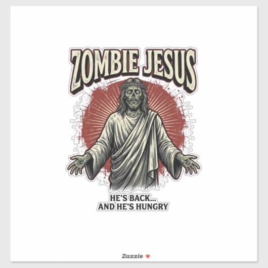 Zombie Jezus Vintage Gravure Grappig Shirt Ontwerp Sticker (Vel)