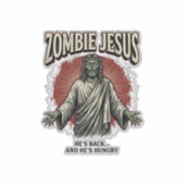 Zombie Jezus Vintage Gravure Grappig Shirt Ontwerp Sticker (Voorkant)