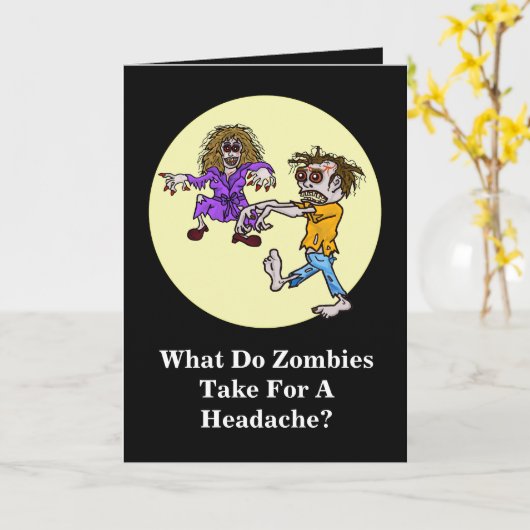 Zombie Joke Halloween Kaart (Gele Bloem)