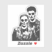 Zombie jongen en zombie girl Halloween romance Sticker (Vel)