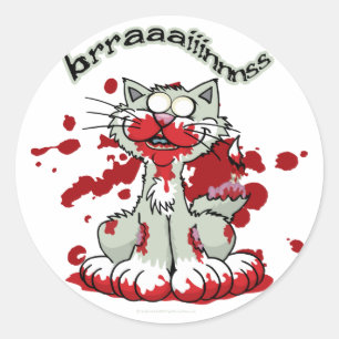 Zombie Kat Brains! Ronde Sticker