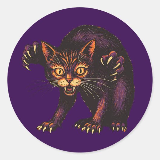 Zombie Kat Grappige Enge Schattige Ondode Kat Ronde Sticker (Voorkant)