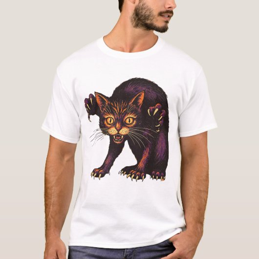 Zombie Kat Grappige Enge Schattige Ondode Kat T-shirt (Voorkant)