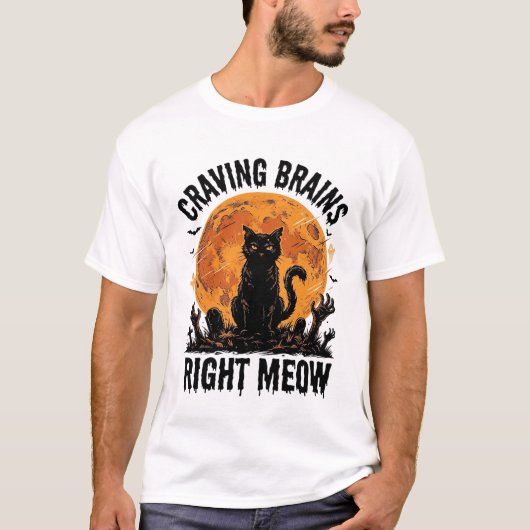 Zombie Kat Halloween Vintage Gravure Shirt Kunst_1 (Voorkant)