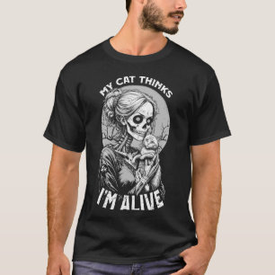 Zombie Kat Moeder Leeft Knuffelt Kitty Grappige Ha T-shirt