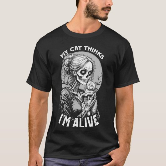 Zombie Kat Moeder Leeft Knuffelt Kitty Grappige Ha T-shirt (Voorkant)