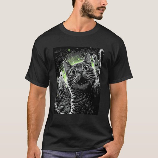Zombie Kat Selfie Grappige Verschrikkelijke Hallow T-shirt (Voorkant)