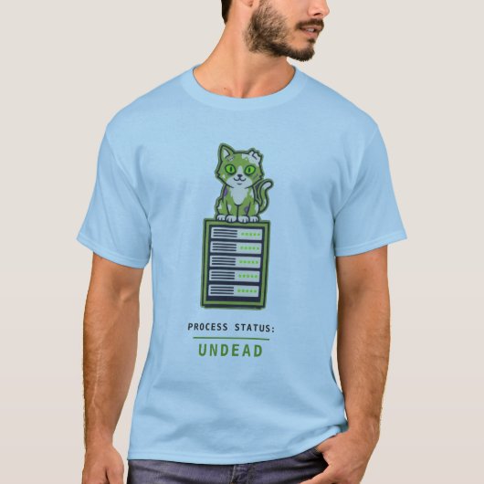Zombie Kat Serverrek Sysadmin Halloween Humor T-shirt (Voorkant)