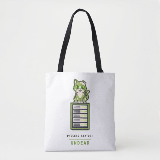 Zombie Kat Serverrek Sysadmin Halloween Humor Tote Bag (Voorkant)
