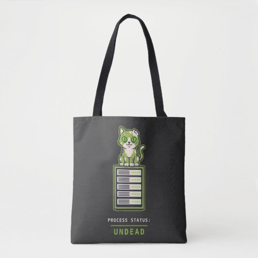 Zombie Kat Serverrek Sysadmin Halloween Humor Tote Bag (Voorkant)