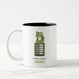 Zombie Kat Serverrek Sysadmin Halloween Humor Tweekleurige Koffiemok
