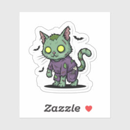 Zombie Kat – Spooky Green Cat Halloween Sticker