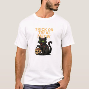 Zombie Kat Trick or Treat Meow Halloween Ontwerp T-shirt