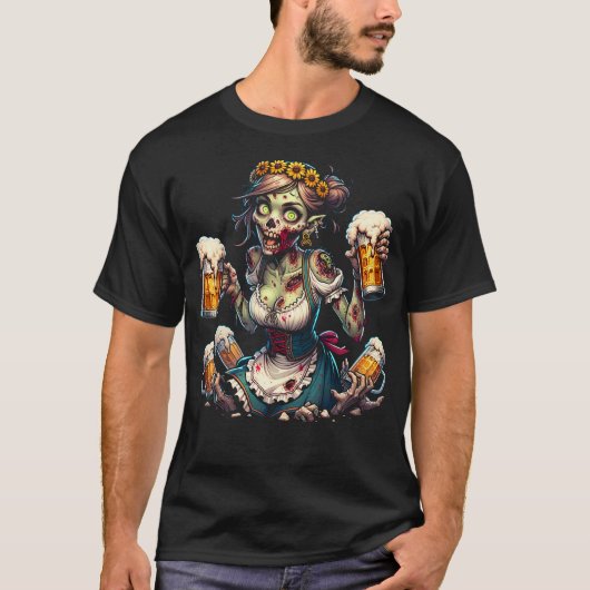 Zombie Kellnerin Dirndl T-shirt (Voorkant)