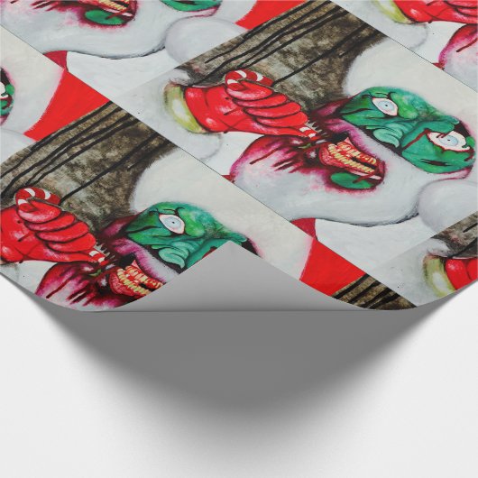 Zombie kerstinpakpapier cadeaupapier (Hoek)
