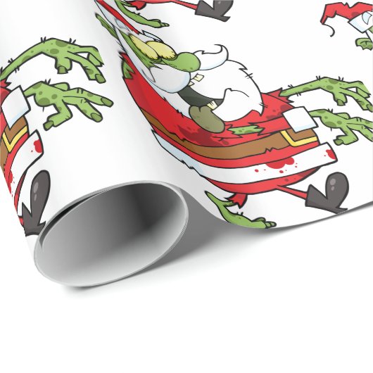 Zombie kerstman grappig cadeaupapier (Rol Hoek)