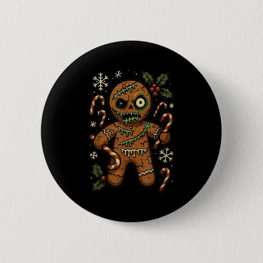 Zombie Kerstman Van Peperkoek Kerst Zombie Ronde Button 5,7 Cm (Voorkant)