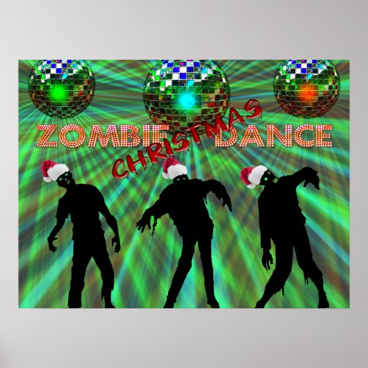 Zombie Kerstmis Disco Dance Poster (Voorkant)