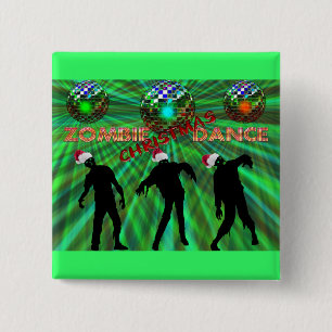 Zombie Kerstmis Disco Dance Vierkante Button 5,1 Cm
