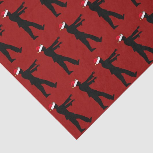 Zombie Kerstmis Funny Red Holiday Tissuepapier (Detail)