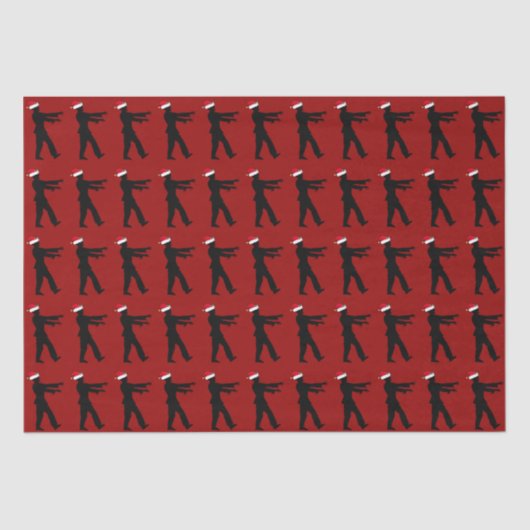 Zombie Kerstmis Funny Red Holiday Tissuepapier (Voorkant)