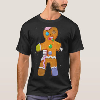 Zombie Kerstmis Gingerbread Man enge kerstkrampu T-shirt