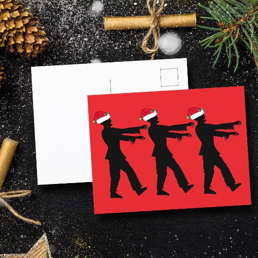 Zombie Kerstmis Grappige Zombies in Santa Hats Red Briefkaart
