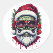 Zombie Kerstmis Ronde Sticker (Voorkant)