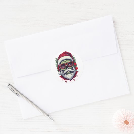 Zombie Kerstmis Ronde Sticker (Envelop)