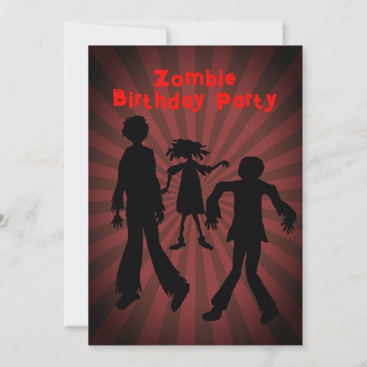 Zombie Kids Birthday Party Invitation Kaart (Voorkant)