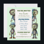 Zombie Kids Birthday Party Kaart<br><div class="desc">Eenvoudig bewerken met je aangepaste tekst,  leuke uitnodigingen voor kinderverjaardagsfeestjes,  krijg je feest van een geweldige start met deze leuke uitnodigingen.</div>