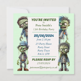 Zombie Kids Birthday Party Kaart
