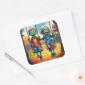 Zombie Kids on Swings in Autumn Playground Vierkante Sticker (Envelop)