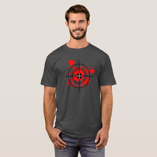 Zombie Killer t shirt met bloedspatten (Voorkant volledig)