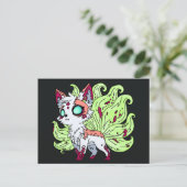 Zombie Kitsune Briefkaart (Staand voorkant)